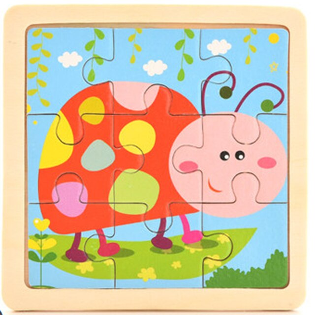 Giocattoli per bambini puzzle in legno puzzle 3D in legno animali da cartone animato per bambini/puzzle di trasporto giocattoli educativi: ladybug