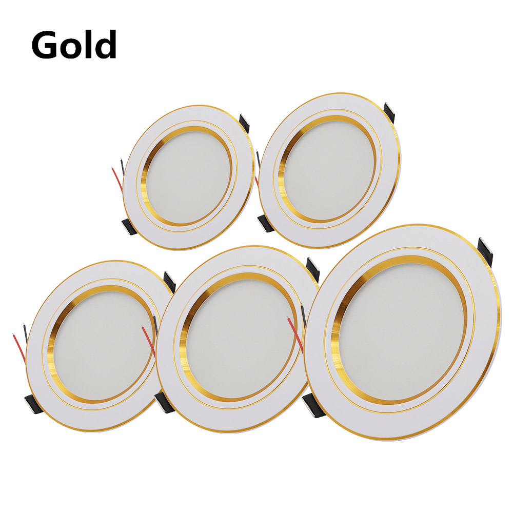 AC 220V LED Downlight Gouden Zilveren Plafondlamp Ronde Verzonken 5W 9W 12W 15W 18W Led Lamp Wit/Warm wit LED Down Lamp: Gold / 9w / Warm White (3000K)