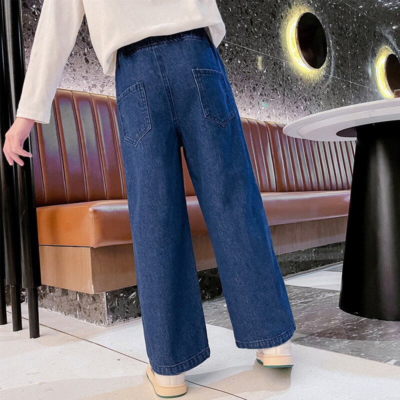 Pantalones vaqueros de pierna ancha para niños y adolescentes, Jeans holgados de cintura alta para primavera y otoño, coreana, 12, 13, 14 y 16 años, 2022