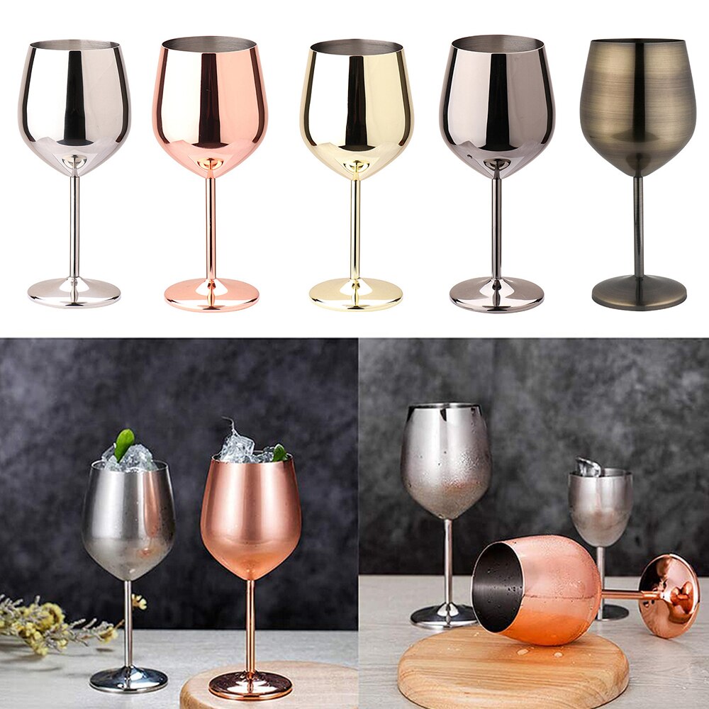Wine Glasses Stainless Steel Red Wine Goblets Food Grade Juice Drink Goblet Shatterproof Party Barware Kitchen Tools 500ml