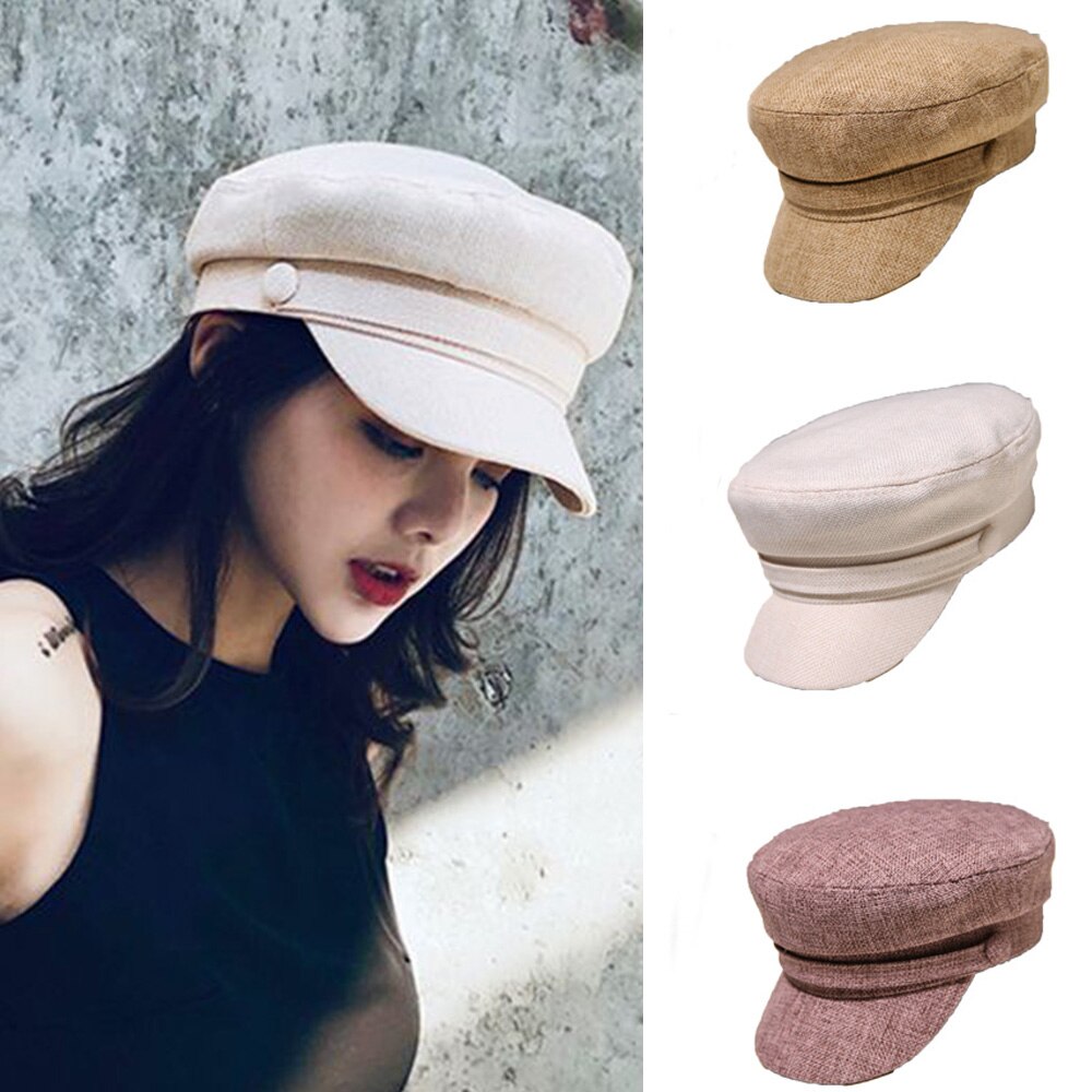 Mode Vrouwen Hoeden Achthoekige Platte Cap Elegante Dames Lente En Herfst Katoen Marine Hoeden Baretten Meisjes Effen Kleur Baret Hoeden