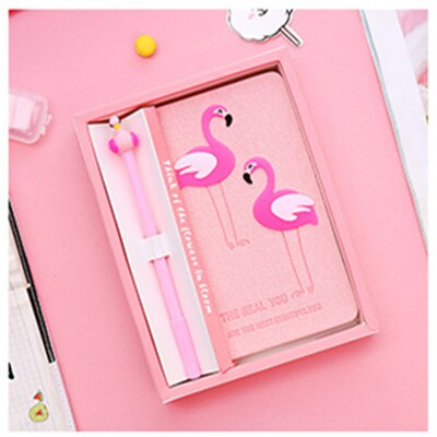 Cuaderno de papelería Kawaii de flamenco rosa, suministros escolares, accesorios de oficina, para niños: Blanco