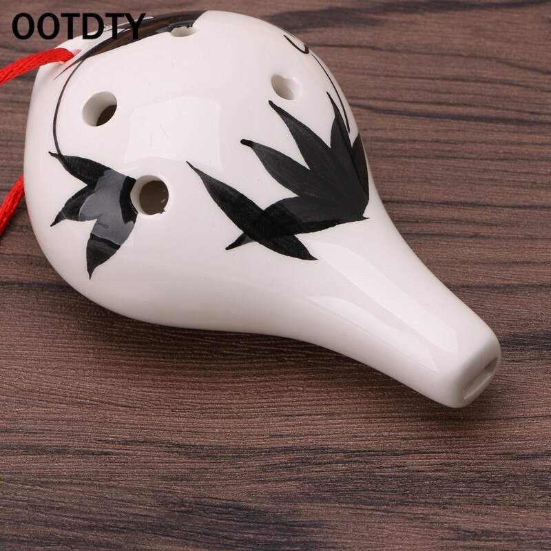 OOTDTY 6 Hole Ocarina Ceramic Alto AC Key Flute Musical Instrument