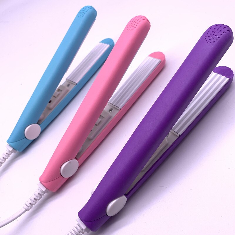 Mini Stijltang Ijzer Roze Keramische Straightening Gegolfde Krultang Styling Tools Haar Krultang Eu Plug: blue purple Pink / EU