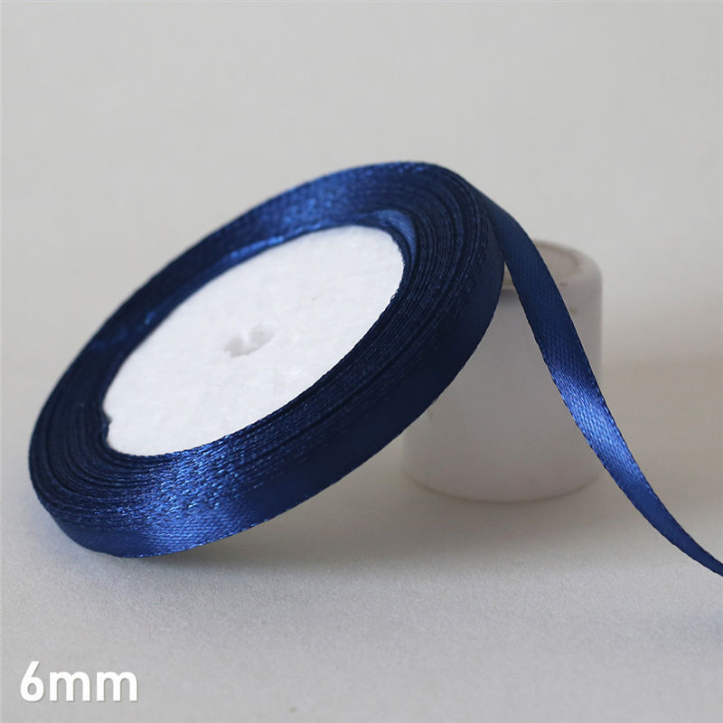 Cinta de satén de seda azul marino, 25 yardas/6mm-50mm, Material artesanal para decoración de de graduación, caja de de boda, accesorios de embalaje D7: 6mm Navy