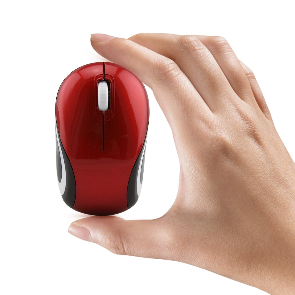 CHYI Mini Wireless Mouse For Kids 1600DPI Optical 3D Small Mause With USB Receiver Computer Gaming Mice For PC Laptop Notebook: Red