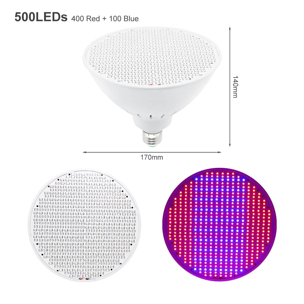 Dual Head Indoor LED Grow Light USB Port Full Spectrum Phyto Growing Lamp With Controller For Vegetable Flower Plant Greenhouse: 500 LEDs E27