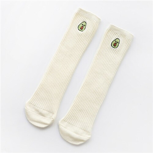 Length 30cm Cartoon Kids Girls Socks Spring Autumn Baby Boy Socks Cotton Knitted Girl Socks for Children 3D Embroidery Style: White