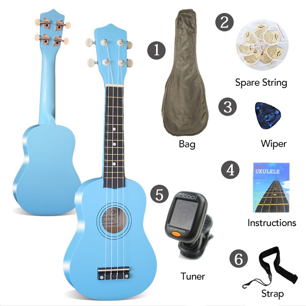 21" Soprano Ukulele Rosewood Acoustic Nylon 4 Strings Ukulele Bass Guitar Musical Instrument for beginners or Basic Players: Blue