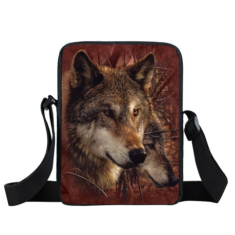 cool animal wolf print shoulder bag mens women handbag teenager boys girls mini messenger bag cute totes samll cross bags bokbag: XKB LANG09