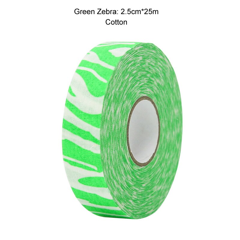 3 Rolls Hockey Grip Tape Cotton Hockey Stick Tape colorato Sport sicurezza campo da ghiaccio Hockey Badminton Golf Tape 2.5cm x 25m: 3 rools Green zebra