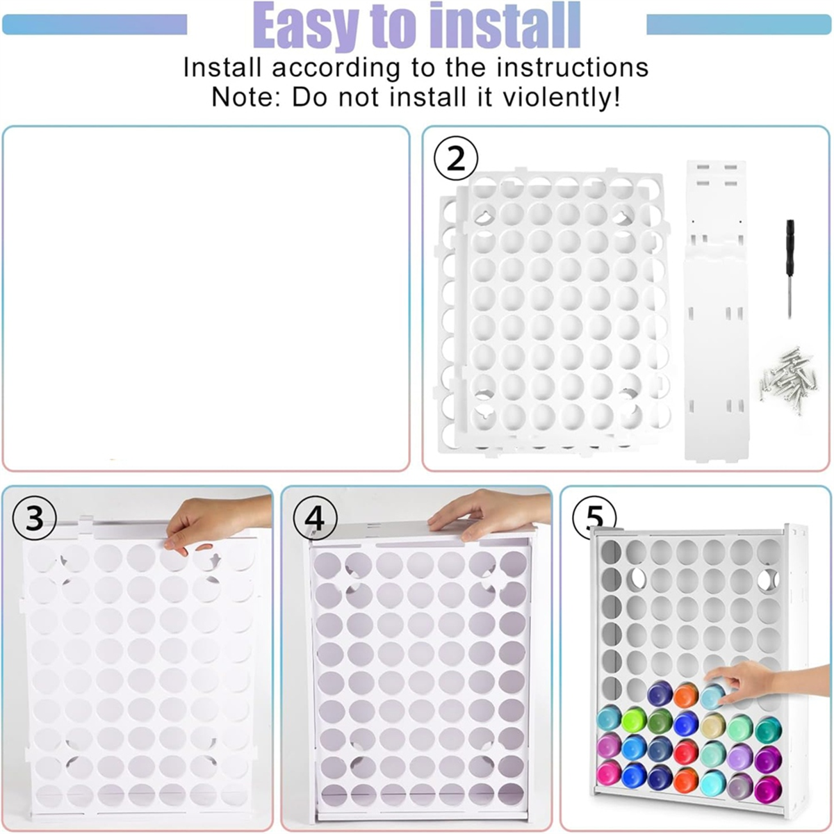 Organizer na farby, 63-otworowy organizer na farby akrylowe Przechowywanie farb rzemieślniczych Uchwyt na farbę Pionowy stojak na farby