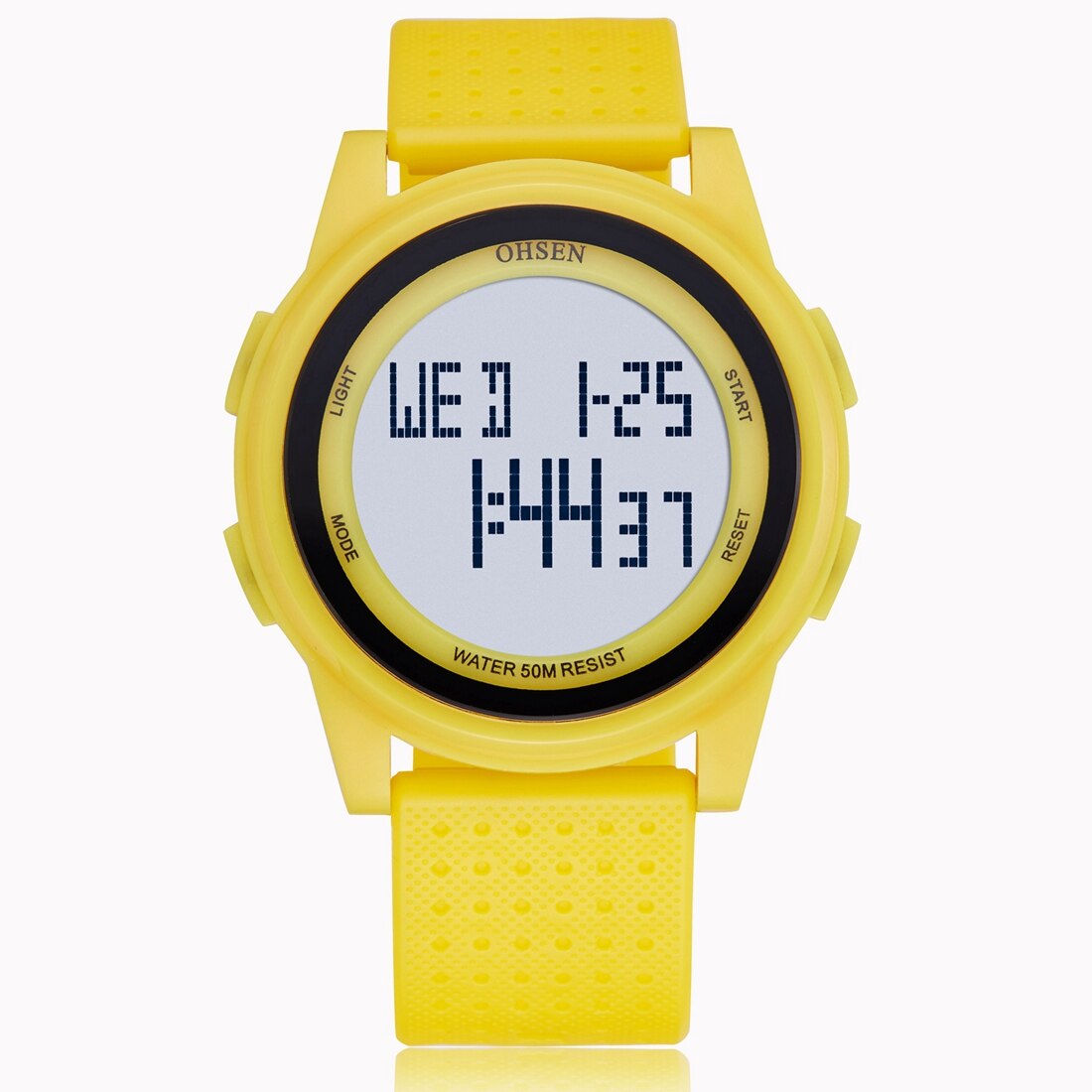 OHSEN Digitale Frauen Sport Uhren Wasserdichte Gelbe LED freundlicher Uhr Multi funktion Junge Mädchen Armbanduhr montre femme: Gelb Armbanduhr