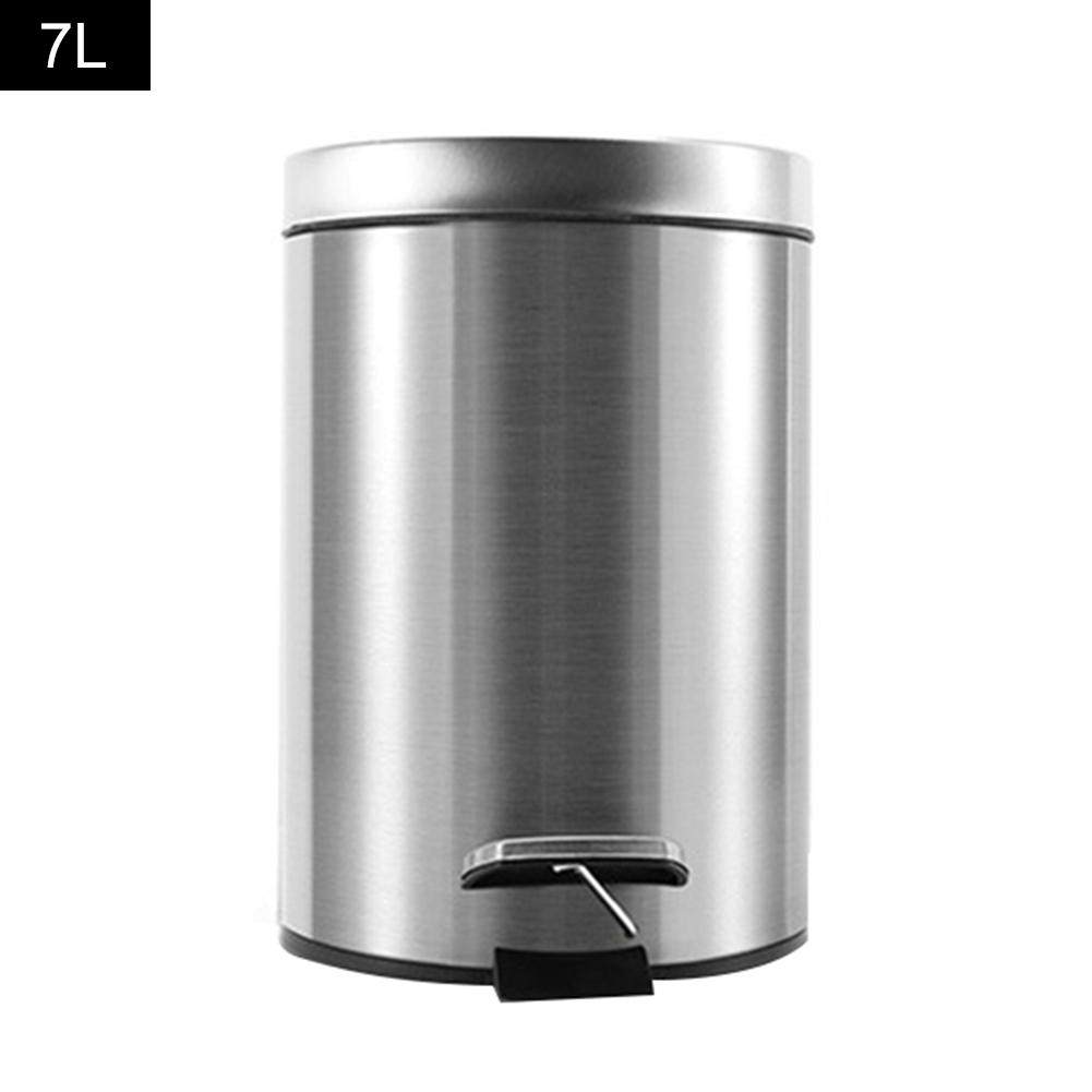 Prullenbak Ronde Prullenbak Rvs Home Hotel Kamer Kantoor Deksel Emmer Pedaal Prullenbak Prullenbak Voor keuken Badkamer: 7L