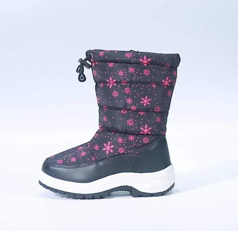 1pair Winter warm Girls Boots Leather Kids ski boots Children waterproof Snow Boots