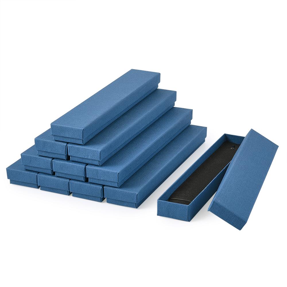 12pcs Cardboard Jewelry Boxes - 21x4x2cm Rectangle Packaging for Bracelets, Necklaces: Steel Blue
