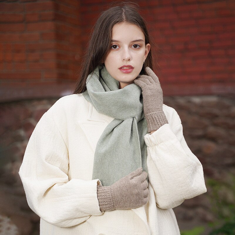 Naizaiga 100% cashmere Cashmere Knitted Gloves Small Cables Vertical Edge Hollow Gloves Inner Mongolia Factory SN611