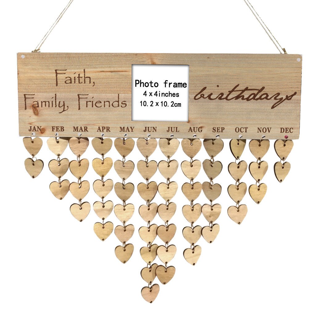 Wood Birthday Reminder Board Birch Ply Plaque Sign DIY Calendar Accessories Hook Special Dates Planner Board Hanging Decor