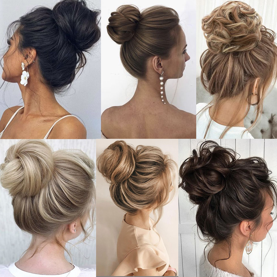 LUPU-moño de pelo sintético para mujer y niña, extensión de cabello, moño rizado, ondulado, moño desordenado, moño para el cabello, uso diario