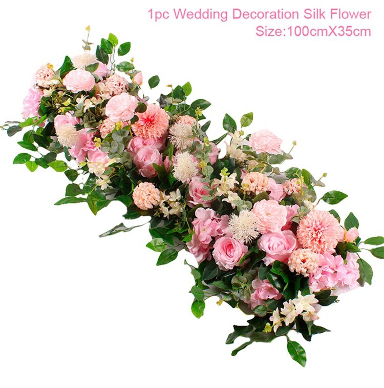 Kunstmatige Rose Bruiloft Bloemen Rose Pioen Hortensia Gebogen Deur Nep Bloem Decoratieve Rij Venster t-station bruiloft decoratie: Artificial Flowers 5