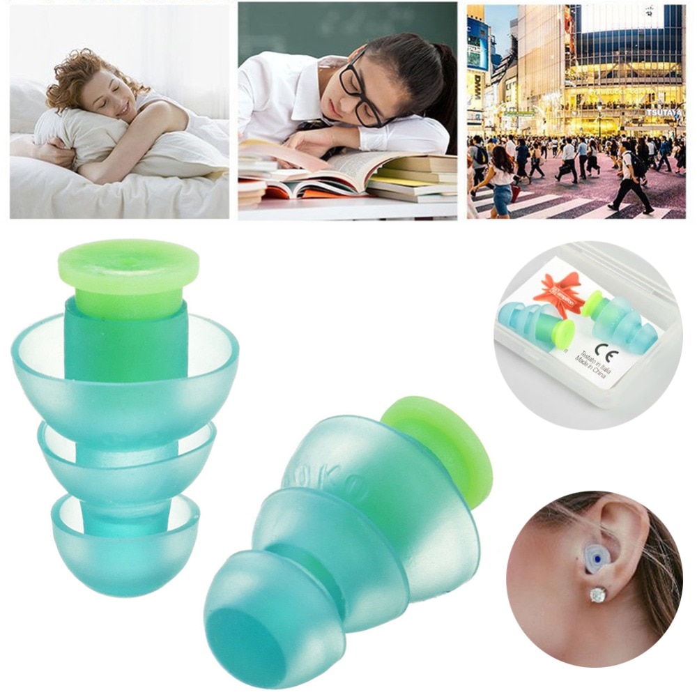 Bouchons Oreille Silicone KBNIAN - 3 Paires Avec Cordon | Anti-Bruit Dormir, Concert, Moto