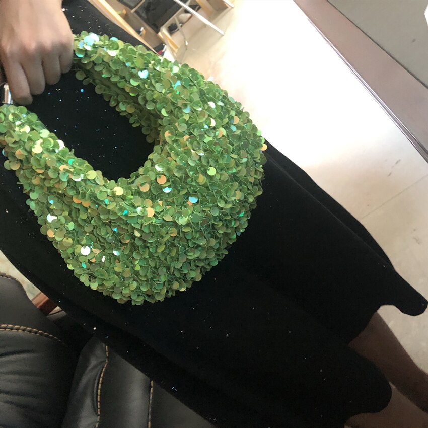 Bolso de charol con lentejuelas para mujer, bandolera de mano versátil informal de estilo coreano de alta gama
