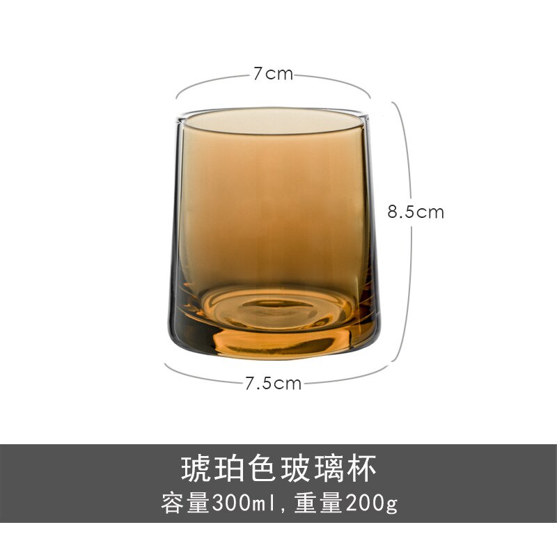 Colored Glass Home Ins Wind Glass Transparent Water Glass Whiskey Glass Drinking Milk Glass Glass Tea Cup Coffee Mugs Beer Glass: amber