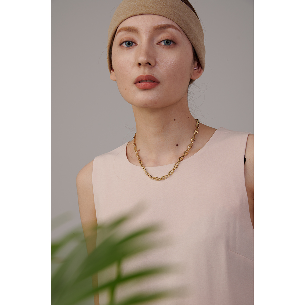 Yhpup 316l colar de corrente de aço inoxidável para as mulheres statement metal textura colar de colar grosso à prova dwaterproof água jóias presente