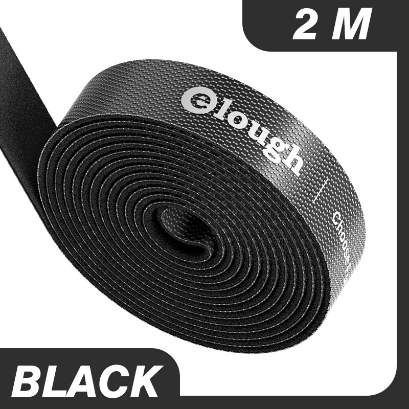 Elough 5m kabel organiserare wire winder clip hörlurar mushållare sladdskydd för iphone samsung xiaomi huawei usb-laddare: 2m svarta kardborreband