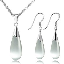 Oostenrijkse Kristal 925 sterling zilver Womens jewerly sets met gekleurde stenen Opals Water Sieraden sets van witte bruiloft