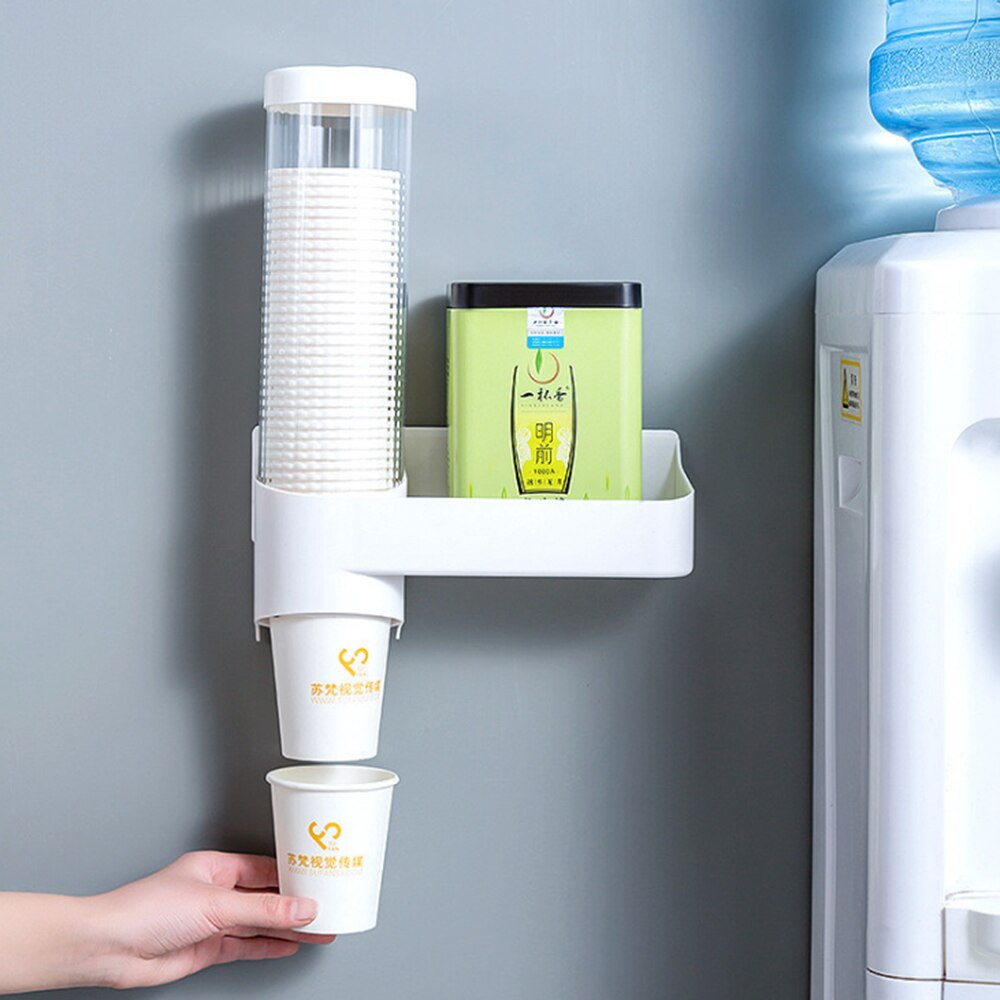Distributeur de gobelets en papier jetables, porte-gobelet en plastique pour distributeur d'eau, support de rangement mural automatique, conteneur de gobelets