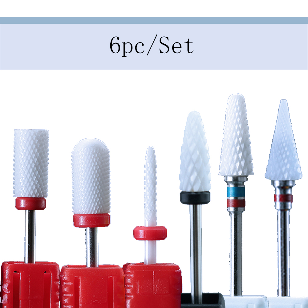 Conjunto de brocas de unha de cerâmica, peças, conjunto de brocas, carboneto, fresa, manicure, remoção de unha, gel, ferramentas de polimento elétrico