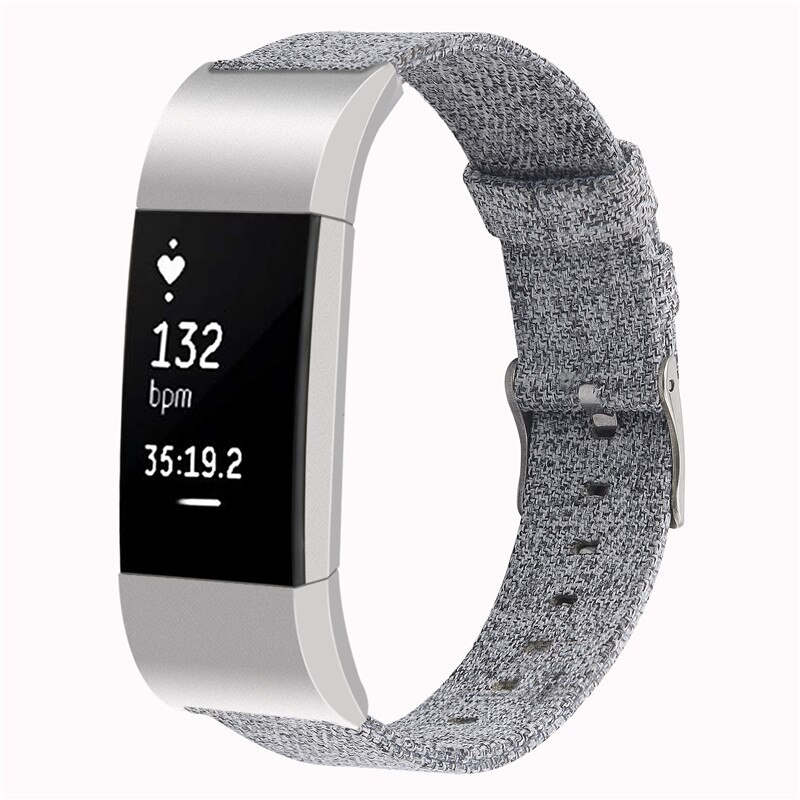 Klokkerem for fitbit charge 2 -rem canvas pustende erstatningsarmbånd for fitbit charge 2 correa fitbit watch 64002: 1 / Størrelse l