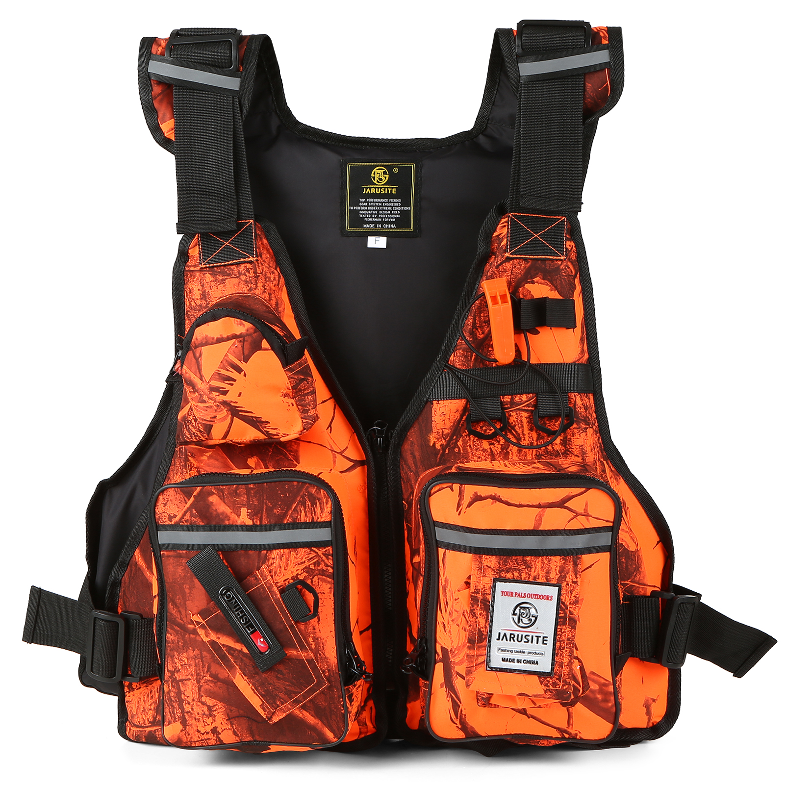 Veste de pêche à la mouche multi-poches, gilet de sauvetage imperméable, réfléchissant, photographie, sac à dos de survie, veste de sécurité: Orange