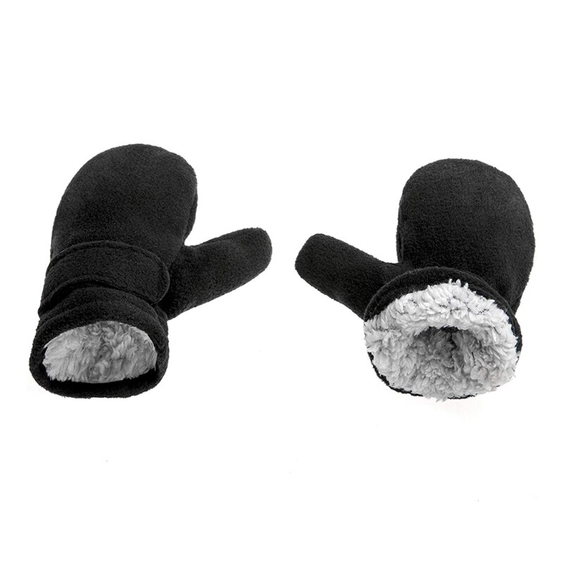 Winter Warm Dikker Baby Handschoenen Peuter Infant Winter Wanten Gevoerd Met Fleece Easy-On Baby Jongens Baby Meisjes Outdoor wanten: black-L