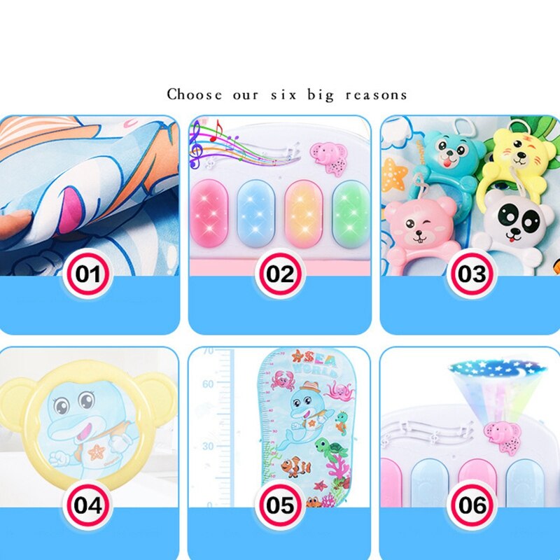 Baby Speelkleed Baby Gym Speelgoed Gaming Tapijt 0-12 Maanden Zachte Verlichting Rammelaars Muziek Mat Baby Kruipen Activiteit mat Speelgoed Rood