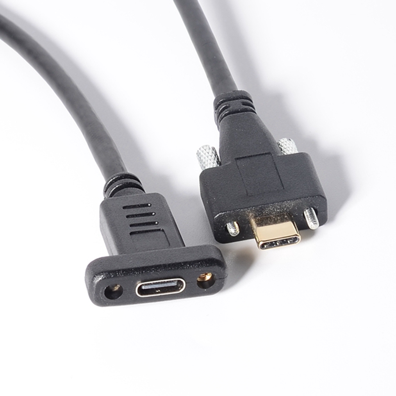USB C to USB C Cable USB-C Elbow Dual Screw Locking USB3.1 Type-C Male to Male Female Industrial Camera Extension Cable