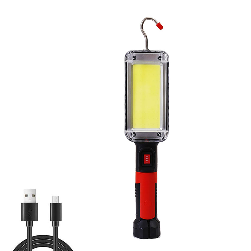 1/2/4 stk. usb genopladelig cob arbejdslampe bærbar led lommelygte 18650 justerbare vandtætte magnetiske krogklemmer campinglanterne: -en / Rgb