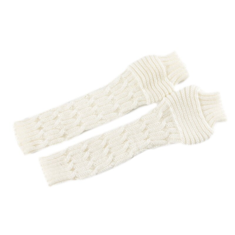 Women Winter Warm Cable Knitted Long Fingerless Gl Grandado