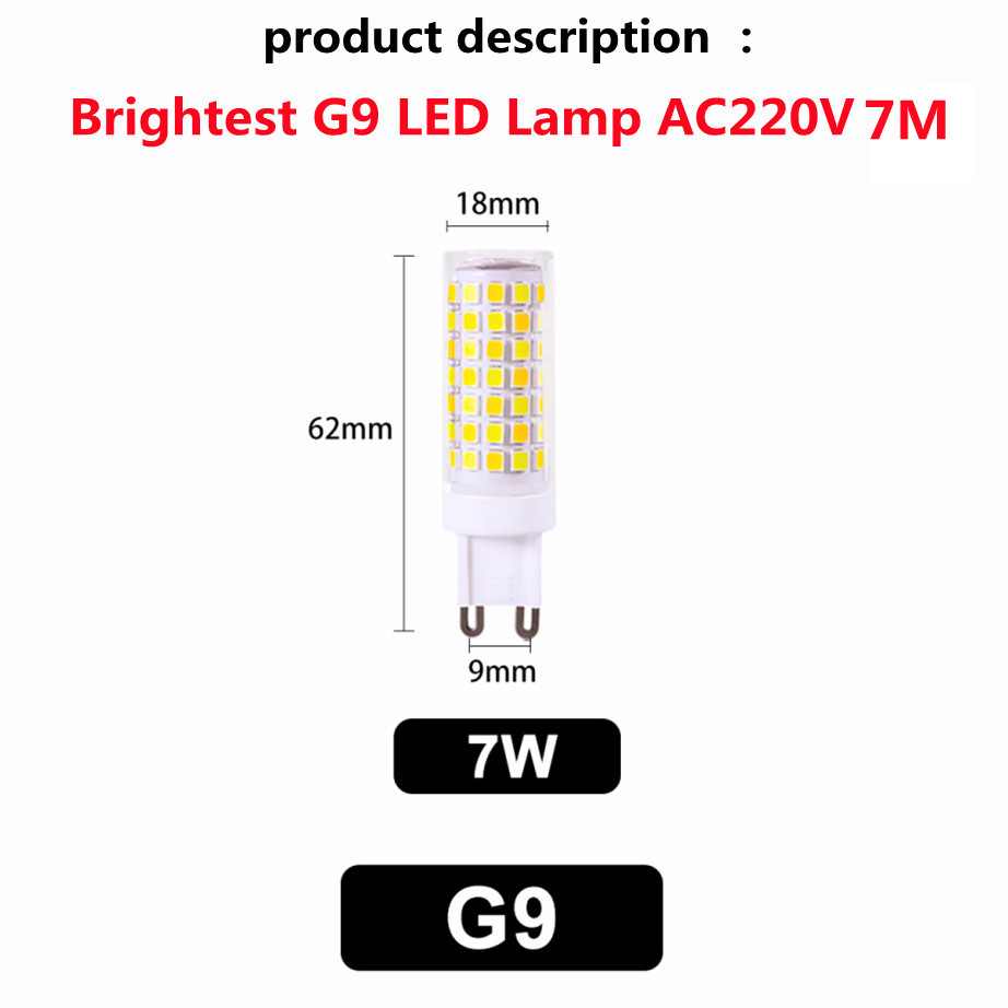 Phlanp Brightest G9 LED Lamp AC220V 3W 5W 7W Ceramic SMD2835 LED Bulb Warm/Cool White Spotlight replace Halogen light: G9-7W / White