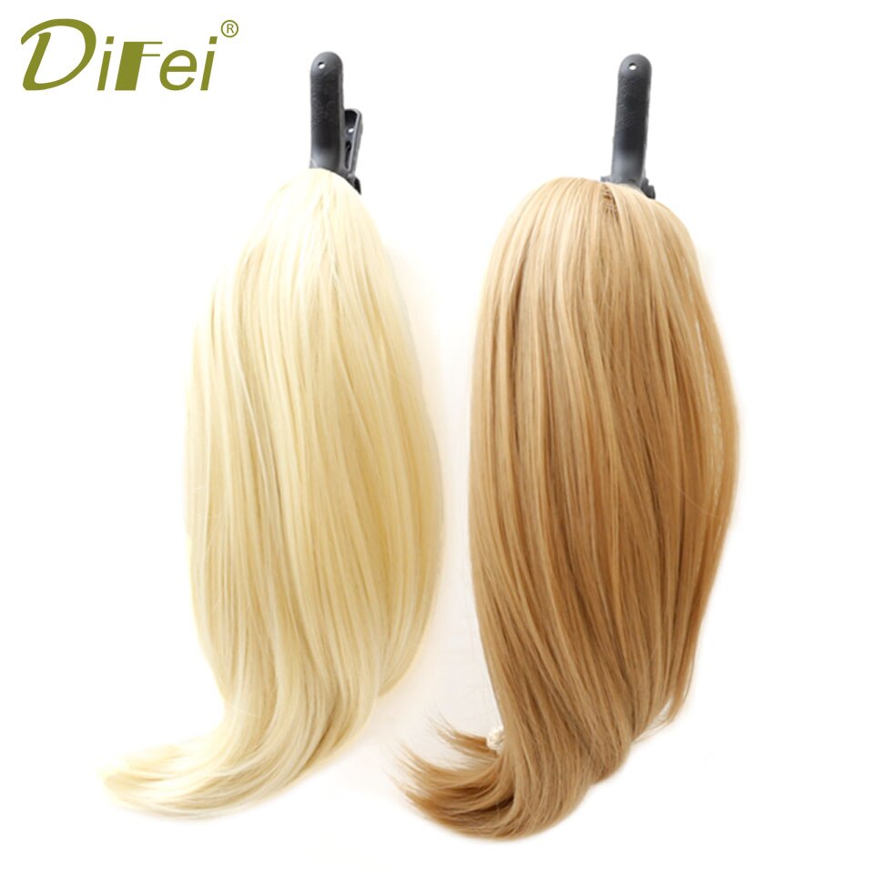 DIFEI-coleta recta corta de 6 pulgadas, resistente al calor, sintética, Natural, para el cabello, coleta