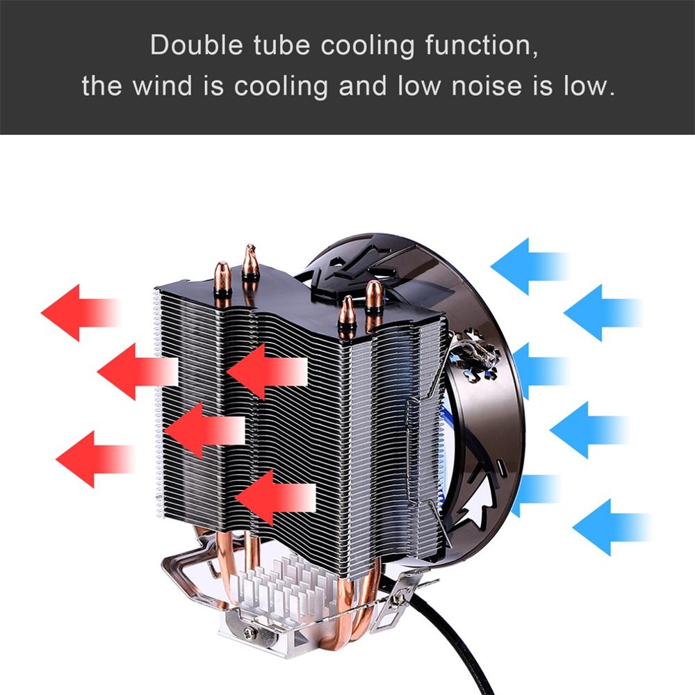 Rode en blauwe cpu-koeler, dubbele heatpipe van koper, cpu-radiator van messing, cpu-torenventilator voor amd voor intel 775/1155/1156/1151/1150/13