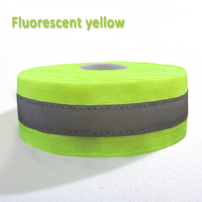 Fluorescent Yellow&amp;Fluorescent Orange Reflective Fabric Tape Sew On Safe Clothing