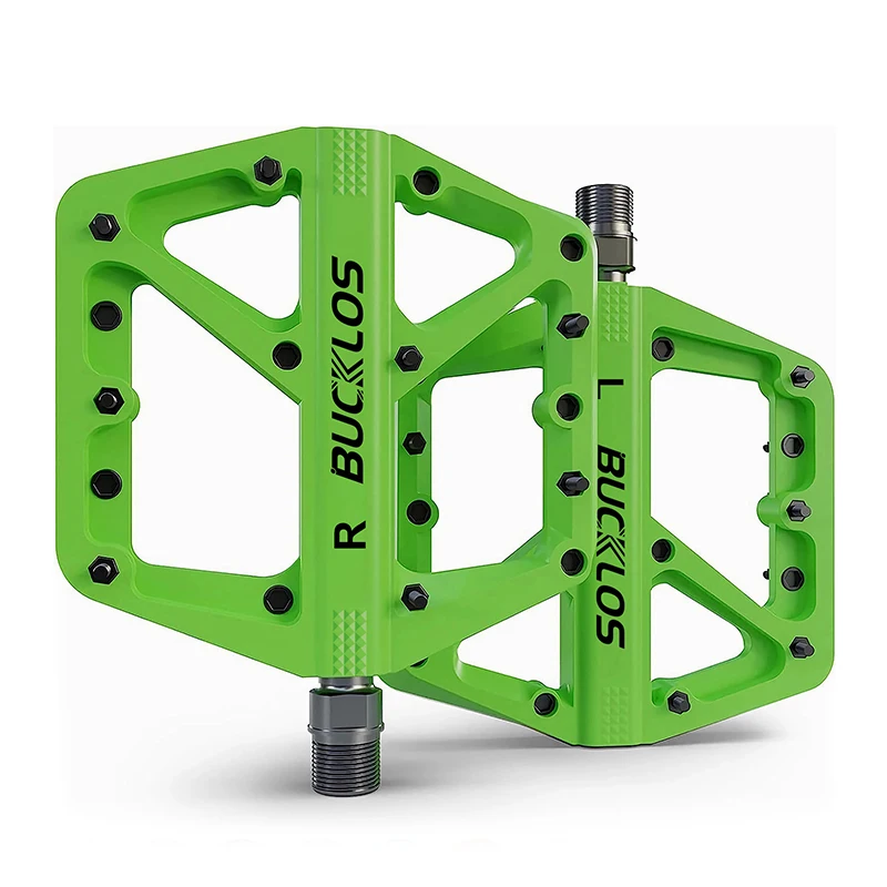 BUCKLOS MTB Bike Pedals Sealed Bearing Mountain Road Bicycle Flat Pedal Platform Ultralight 9 16'' Platform Pedals Bicycle Part: green