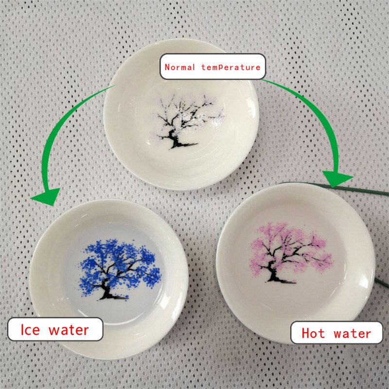 Japanese Ceramic Magic Cherry Blossoms Teacup Cold Temperature Color Changing Flower Display Sake Cup Kung Fu Small Tea Bowl: cold and hot 2