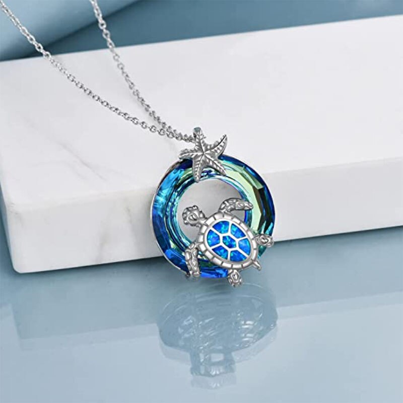 Ketting Sieraden Ronde Crystal Schildpad Kettingen Schildpad Oceaan Hanger Sieraden Voor Vrouwen Meisje Mom Vrouw