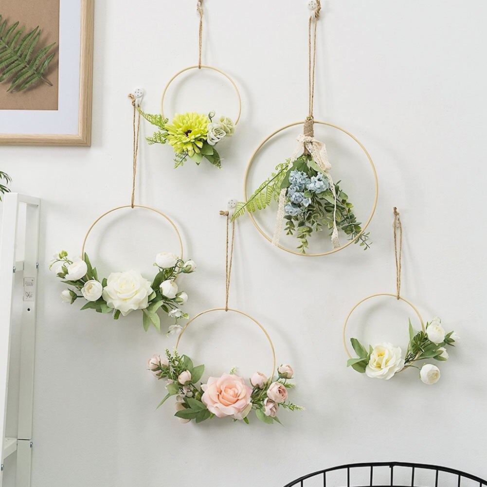 Ensemble de cerceaux en bois de 10 à 30cm, cercle artisanal en macramé, anneaux en bambou pour décoration de couronne de fleurs, attrape-rêve, artisanat d&#39;art