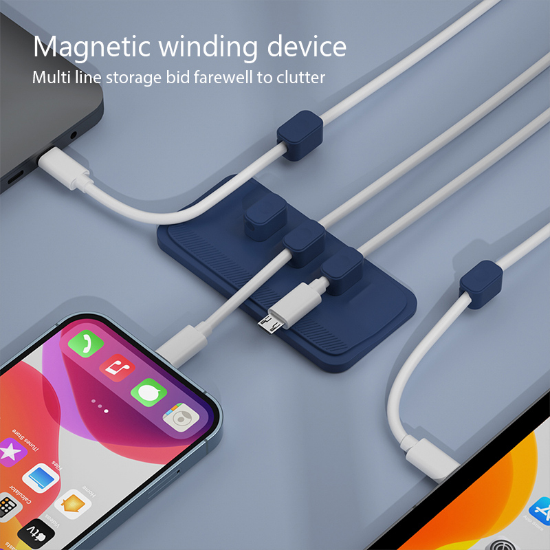 Organizador de cables magnético de silicona autoadhesivo, soporte para Cables USB DIY, Clips de escritorio flexibles de silicona para organizador de cables de ratón