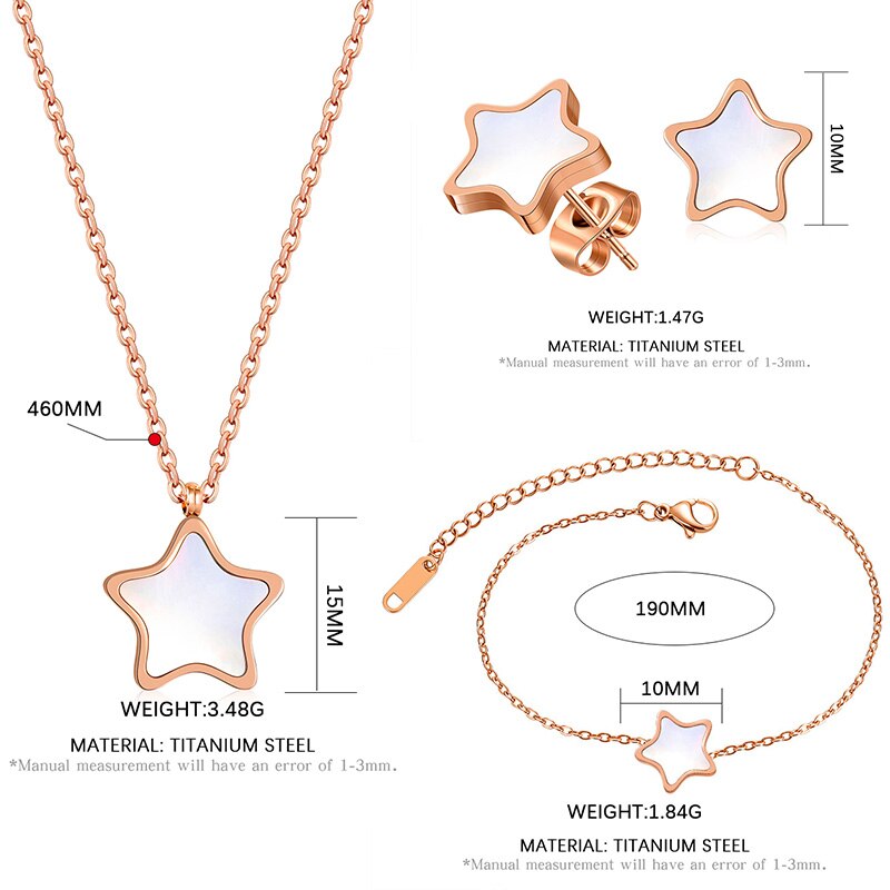 BICUX Stainless Steel White Shell Flower Jewelry Sets For Women Luxury Earrings/Necklace/Bracelet 2022