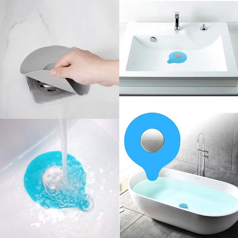 2 Pcs Bad Afvoer Bad Stopper, Siliconen Tub Drain Stopper Cover Bad Plug Universele Gebruik Voor Badkamer, wasserij, Keuken (Blauw, Gr